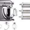 KitchenAid Artisan Mixer 5KSM125 Contourzilver + Pastaroller En -snijderset (3-delig) -Kitchenaid 1994442