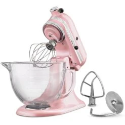 KitchenAid Artisan Designer Series Tilt-Back Head Stand Mixer In Silk Pink -Kitchenaid KitchenAid Artisan Design Series 5 Quart Tilt Head Stand Mixer with Glass Bowl 1