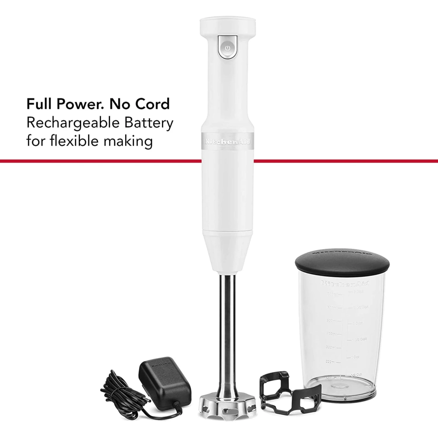 KitchenAid Cordless Hand Blender, 8 Inch, White 4 KitchenAid Cordless Hand Blender, 8 Inch, White - Afbeelding 2