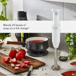 KitchenAid Cordless Hand Blender, 8 Inch, White 7 KitchenAid Cordless Hand Blender, 8 Inch, White -Kitchenaid KitchenAid KHBBV53WH Cordless Hand Blender2C 8 inch2C White 2
